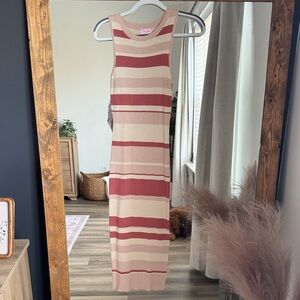 Pink Lily Ribbed Knit Top in Cream and Red